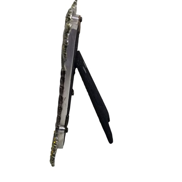 Lucky Elephant, Jeweled Metal Picture Frame w/ Palm Trees, & Genuine Crystals - Picture 3 of 13